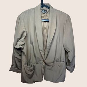 🤎 VINTAGE 80s KGR TAN BRONZE BROWN BLAZER SHOULDER PADS POCKETS SZ 8
